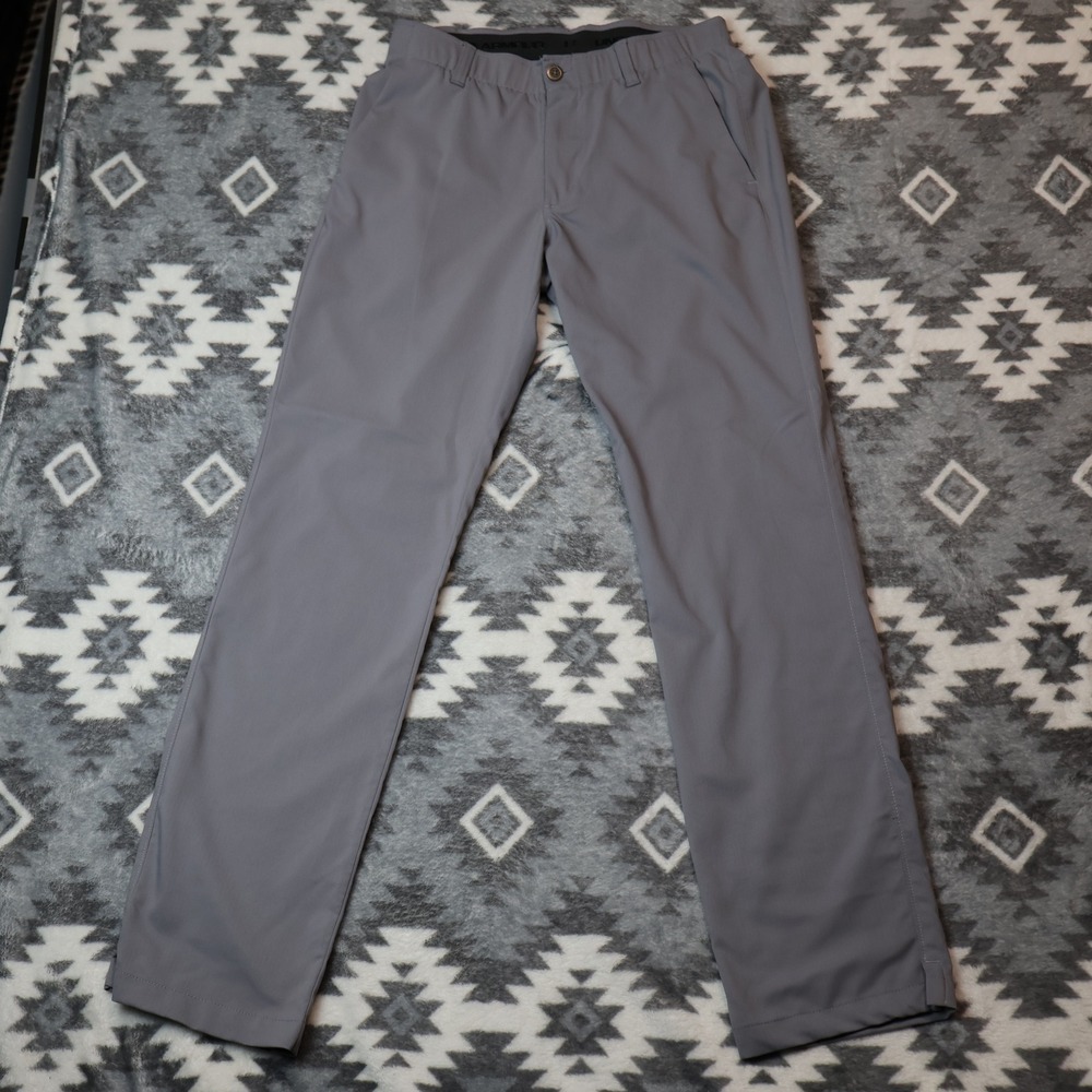 Under Armour Showdown Golf Pants Mens 32/34 Grey Flat Front Performance Trousers